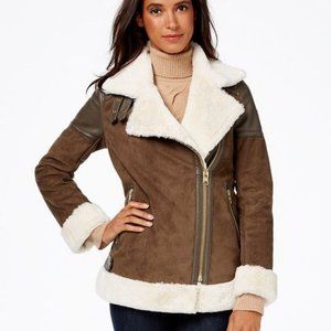 Michael Kors Faux Shearling Moto Jacket